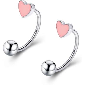 Pingyongchang 16G Cute Heart Snake Bite Jewelry, Lip Rings Snake Bites, Horseshoe Tragus Hoop Jewelry for Lip Piercing, Titanium Septum Daith Tragus Threaded Body Piercing Ring 8mm 10mm 12mm-2PCS