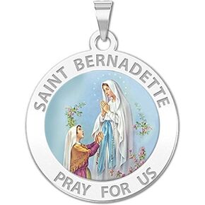 PicturesOnGold.com Saint Bernadette Religious Medal Color - 2/3 Inch Size of Dime, Sterling Silver