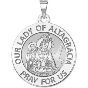 PicturesOnGold.com Our Lady of The Altagracia Religious Medal - 1 Inch Size of a Quarter -Sterling Silver
