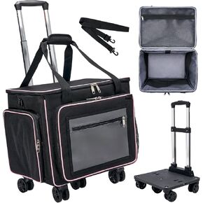 2025 Large Rolling Teacher Tote Bag with 17.3" Laptop Compartment, 5 Wheels Rolling Craft Cart with Detachable Dolly for Women, Multifunctional Briefcase for Work and Craft, 50L