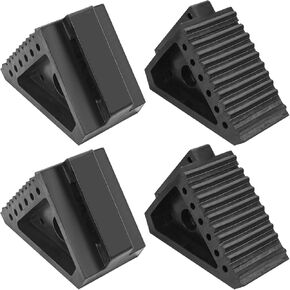 4 PCS Heavy Duty Wheel Chocks - 8 x 4 x 6 Inch Travel Tire Chock, Rubber Wheel Stopper for Cars, RV Trailers, Camper, Blocks, Trailer Chocks