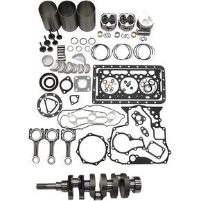 FridayParts D902 Overhaul Rebuild Kit and 3PCS Connecting Rod with Crankshaft Compatible for Kubota BX2230D BX24 BX25 RTV900 RTV900G Replacement