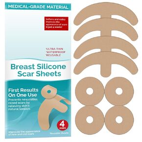 Silicone Scar Sheets, Silicone Scar Tape, 8 Pcs Reusable & Professional Medical Grade Breast Scar Tape for Surgery Scars