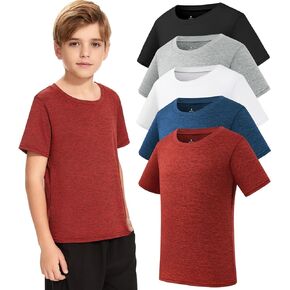 فتيل فتيان Xelky القمصان قصيرة الأكمام شباب الرطوبة الفطريات القمصان الرياضية للمراهقين الأطفال TEE TOPS 5 Pack
