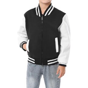 Mowbeat Boys Zipper Baseball Jackets Kids Varsity Stack