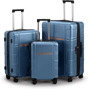 Karl home Luggage Expandable 3 Piece Set Suitcase PC+ABS Hard-Sell with TSA Lock Spinner Wheels 20in 24in 28in Travel Rolling Carry on Woman/Men Black