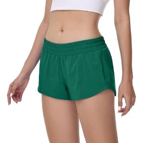 MCEDAR Women's Lightweight Running Shorts Low Waisted，Mesh Liner Quick-Dry Athletic Workout Gym Short with Zip Pocket
