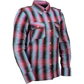 Milwaukee Leather Women’s Plaid Flannel Biker Shirt w/CE Approved Armor - Reinforced w/Aramid Fiber