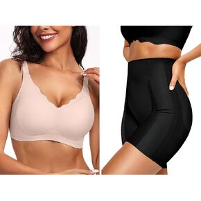Vertvie Push Up Bra(Skin,XL)+Shapewear Shorts(Black,XL)