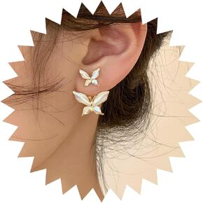 Vintage Butterfly Ear Jacket Earrings Butterfly Jacket Earrings Butterfly Ear Climber Earrings Front Back Pearl Earrings for Women