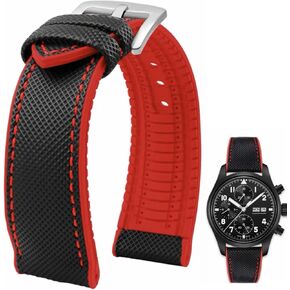 FKM Rubber Nylon Watch Band 20mm 21mm 22mm 23mm 24mm Fluororubber Waterproof Soft Breathable Durable FKM Rubber Watch Band Universal Replacement Band Strap for Men Women