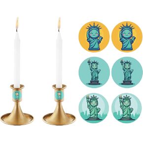 2PCS Candle Holder, OLULU Gold Taper Candle Holders Stand, Candlestick Holders for Table Centerpiece, Wedding, Party, Christmas or Home Decor (Eight Cute Lables)