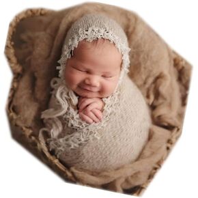 Vemonllas Newborn Baby Photography Props Outfits Hat Long Ripple Wrap Set for Boys Girls Photography (Brown)