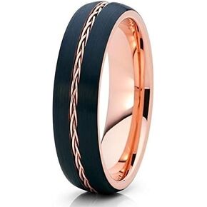 Rose Gold Tungsten Wedding Ring,Tungsten Carbide Ring,18k Rose Gold,6mm Tungsten Wedding Ring,Anniversary Ring,Braid Ring,Comfort Fit
