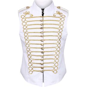 Ro Rox Steampunk Napoleon Sleeveless Military Drummer Parade Jackets for Themed Parties, Cosplay Events, Halloween