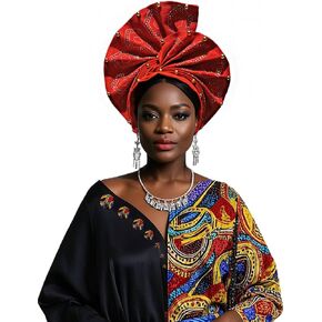 Nigerian Women Headwear African Gele Turban Hat for Weddings, Parties and Special Events