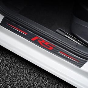 4PCS Carbon Fiber for Camaro Accessories Door Sill Protector RS Emblem Door Sill Scuff Plate Threshold Guard Cover Trim Reflective Automotive Door Sill Sticker (RS)