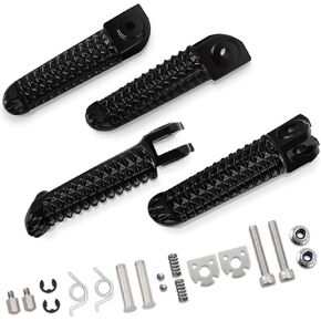 FOVPLUE Driver/Rider and Passenger Footrest for Yamaha YZF R6 2003-2020,R1 1998-2019,R1M 2015-2018,R1S 2016-2018, BLACK-Front and Rear Foot Pegs Kit