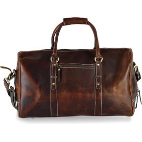Premium Full-Grain Leather Duffle Bag for Men & Women | 20-Inch Handcrafted TSA Approved Carry-On Weekender Travel Bag with Multiple Pockets & Compartments by Northridge Leather (Antique Brown)
