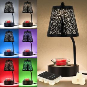 Tree ﻿Candle Warmer Lamp, LED Colors Changing Candle Warmer with Adjustable Height, Timer, Bedroom Living Room Home Decor Wax Melting Warmer for Jar Candles (Black)