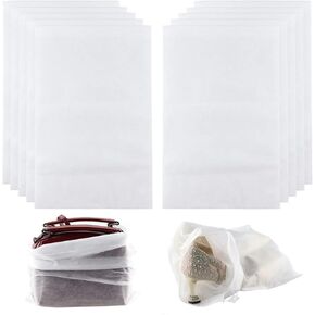 10Pcs Travel Shoe Storage Bags Non-woven Fabric Packing Dust Cover Pouch Portable Breathable with Drawstring (Large)