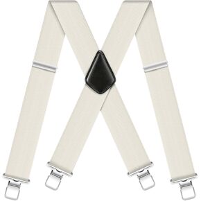 Men's Suspenders Heavy Duty Suspenders for Men Braces 2 inch Wide Clips High Elastic X Style Adjustable Work Suspenders