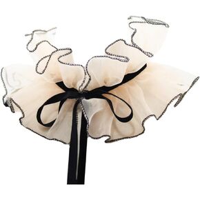 Victorian Vintage Organza Agaric Ruffles Stand Fake Collar Cosplay Neck Ruff Neck Chain