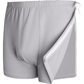 Men's Post-Surgery Tear Away Shorts, Loose Fit Cotton Shorts with Wide Leg and Snap for Knee & Hip Replacement Recovery