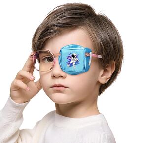 Eye Patches for Kids, Boy Girl Eyes Patch for Glasses, Medical Patch for Kid with Lazy Eye (Blue Astronaut, Right)