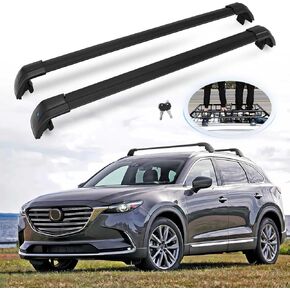Lockable Cross Bars Roof Racks for Mazda CX9 CX-9 2016-2023 - Anti-Theft Cross Rails for Kayak Snowboard Surfboard Bike Canoe Ski Cargo Accessories
