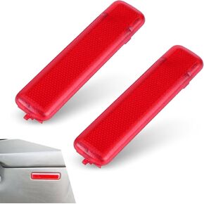 2 PCS Car Door Interior Reflector, 5.5" x 1.1" Side Door Warning Anti-collision Light, Left + Right Perfect Fit Replacement 15183155 15183156, Compatible with Silverado Chevrolet GMC (Red)