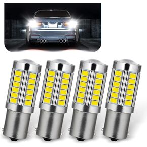 4 PCS Car 1156 Turn Signal Light, 0.63" x 1.17" Waterproof Car Lighting Bulb, Plug and Play Car Lighting Accessories, Universal for Most Cars (White)