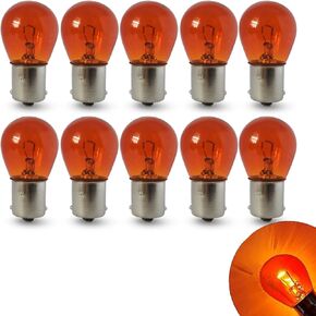 10 PCS Car 1156 Turn Signal Light, P21W 1141 S25 High Brightness Stable Filament Bulb, 12V 21W BA15S Single Contact Bulb Replacement, Miniature Backup Lights for Cars Motorcycle (Amber)