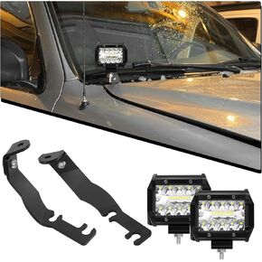 BESTZHEYU 2 PCS 4 Inch LED Pods and Ditch Light Brackets Hood Hinges Mount Bracket Kit for 1995-2004 Tacoma