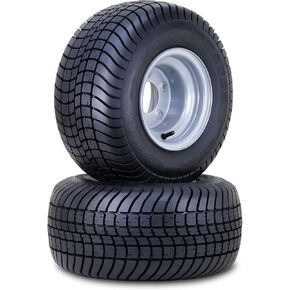 WANDA Golf Cart Tire Wheel Assembly 18X8.5-8 4-Ply with 5 Lugs on 4.5" PCD Silver Rim,SET 2