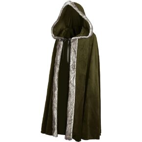 Renaissance Hooded Fur Collar Cloak Fairy Costume Medieval Cosplay Wizard Witch Cloaks