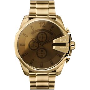 Diesel Men's Mega Chief Quartz Stainless Steel and Silcone Chronograph Watch, Color: Grey, Black (Model: DZ4378) in Saudi Arabia