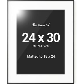 Fun Memories 20x24 Gold Frame, 20 x 24 Metal Poster Frame with Mat for 16x20 Photo - High Definition Plexiglass - Vertical and Horizontal Display - Wall Hook Hanging Hardware Included -Set of 1