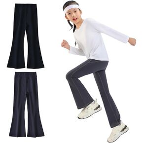 Emaofun Girl's Bootcut Yoga Pants 2 حزم ، سروال عالي الخصر بيل بيل بيلز (6-12 سنة)