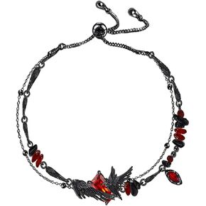 original design hip hop style Red beaded bracelet Gothic Black Crow bracelet Ladies Holiday party gift M3363