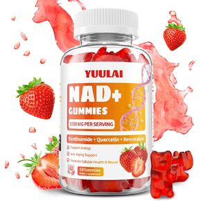 NAD+ Gummies, NAD Supplement for Women - NAD Nicotinamide Riboside Resveratrol 1000MG, NAD+ Plus Supplement Gummies for Anti-Aging, Cell Regeneration & Energy, Strawberry, 60 Count