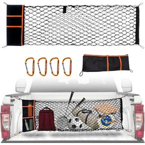 Envelope Style Truck Bed Cargo Net Compatible with 2005-2025 Toyota Tacoma,Highly Elastic Truck Cargo Net for Tacoma Accessories (Upgraded Storage Bag)