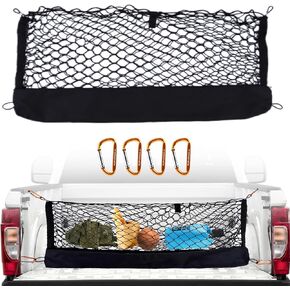 Envelope Style Cargo Net Compatible with 2004-2025 Toyota Tacoma, Highly Elastic Truck Bed Cargo Net for Tacoma Accessories, Storage Bag- Heavy Duty Carabiners