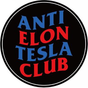 Anti Elon Tesla Club Bumper Magnet Sticker for Model X Y 3 Cybertruck | Diameter 3.9" Weatherproof Magnetic Car Decals（White and Black）