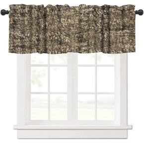 Camo Valance Curtain Oak Wood Mossy Forest Camouflage Pattern Rod Pocket Valance Window Treatments Short Curtains for Kitchen Living Room Bathroom Farmhouse Decor 54x18inch