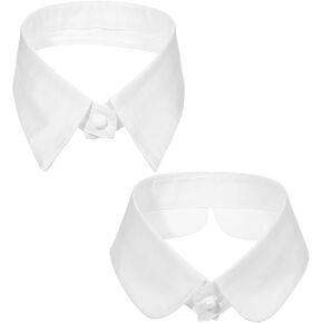 Bremorou 2 Pieces Fake Shirt Collar Faux Shirt Collar Detachable Dickey Collar False Lapel Blouse Collar Faux Collar Fake White Collar For Women's Dresses Vest Blouse, 2 Styles, Medium (White)