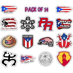IMPERIAL VIBES - Puerto Rico Stickers –Puerto Rican Flag, Coquí, Taino Symbols & Cultural Icons, Boricua, Coqui, El Morro, Puerto Rican - Truck Pack of 14 IMP - 140