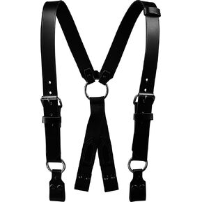 Firefighter Leather Suspenders with Loop Attachment Full Grain Leather, 4-Point Connection Adjustable Straps