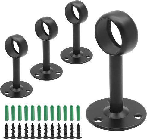 Biaungdo 1-1/4Inch Curtain Rod Ceiling Mount Brackets, Stainless Steel, Black, 4 Pack in Saudi Arabia
