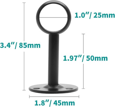 Biaungdo 1-1/4Inch Curtain Rod Ceiling Mount Brackets, Stainless Steel, Black, 4 Pack in Saudi Arabia